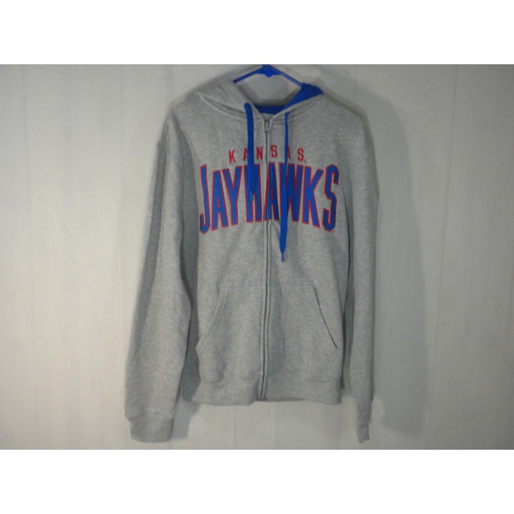 Kansas Jayhawks Hoodie Sweatshirt Mens S Gray Full Zip J America Rock Chalk - Picture 2 of 9